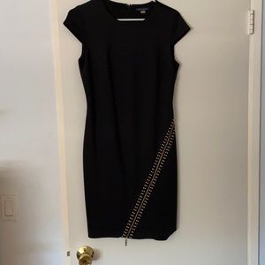 Black cap sleeved dress